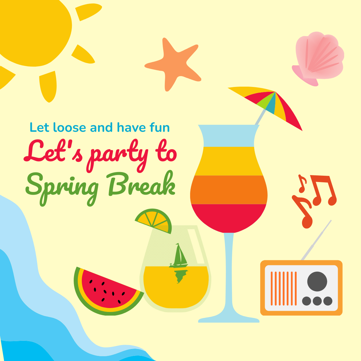 Free Spring Break Social Media Templates And Examples Edit Online