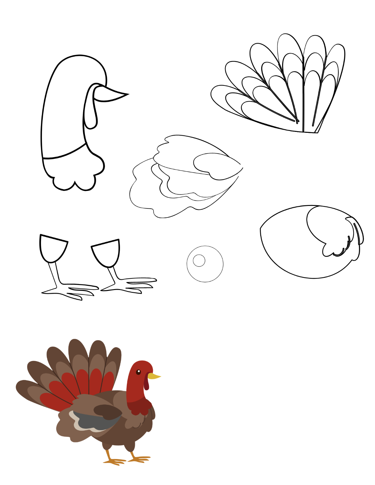 Turkey Cut-out Coloring Page Template