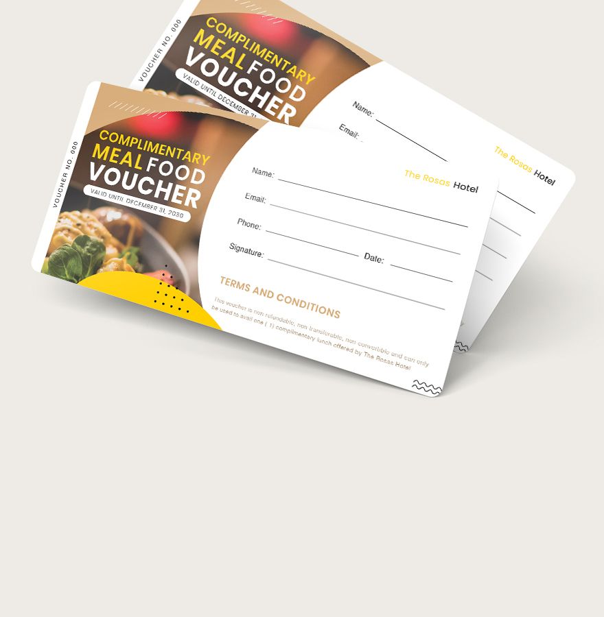 Free Printable Food Voucher Template Illustrator Word Apple Pages