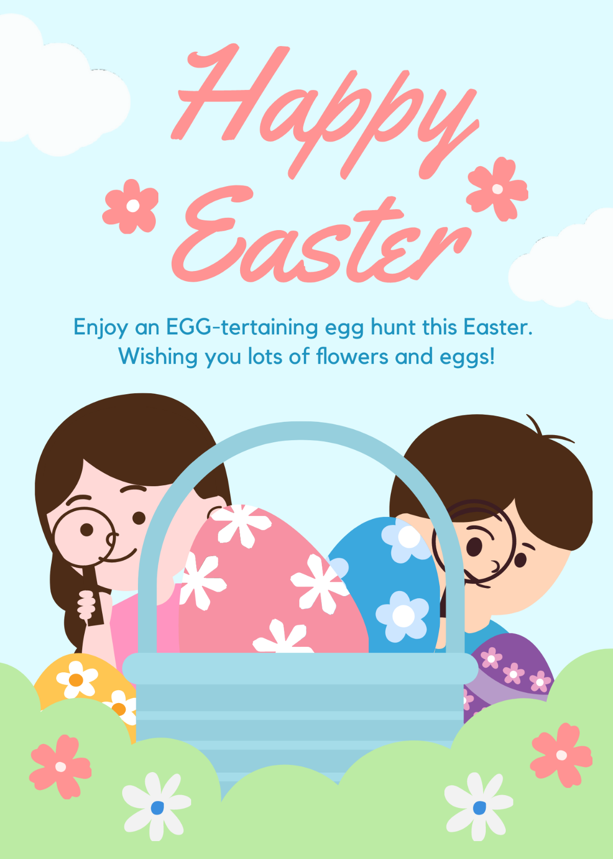 Easter Egg Hunt Greeting Card Template
