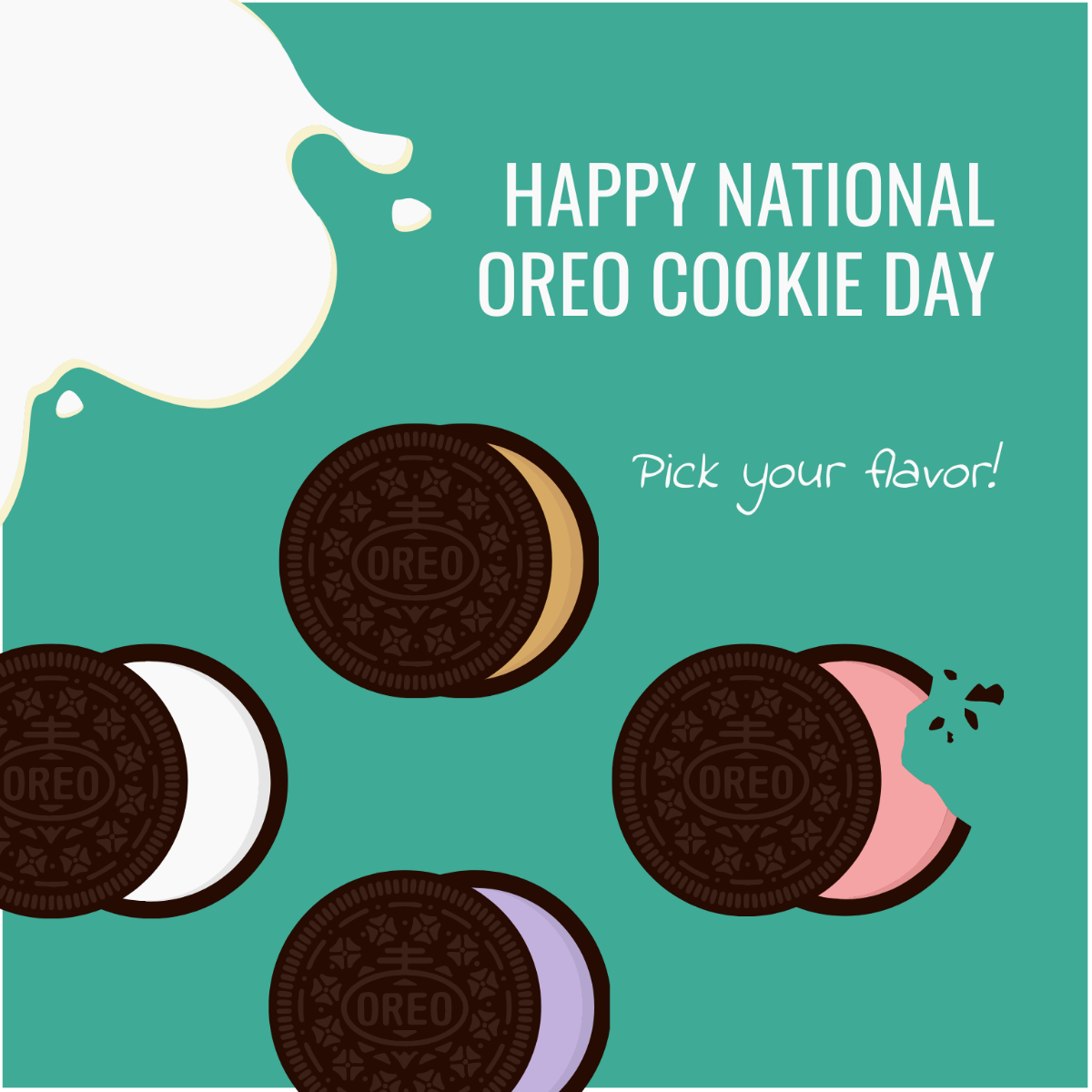 National Oreo Cookie Day Poster Vector