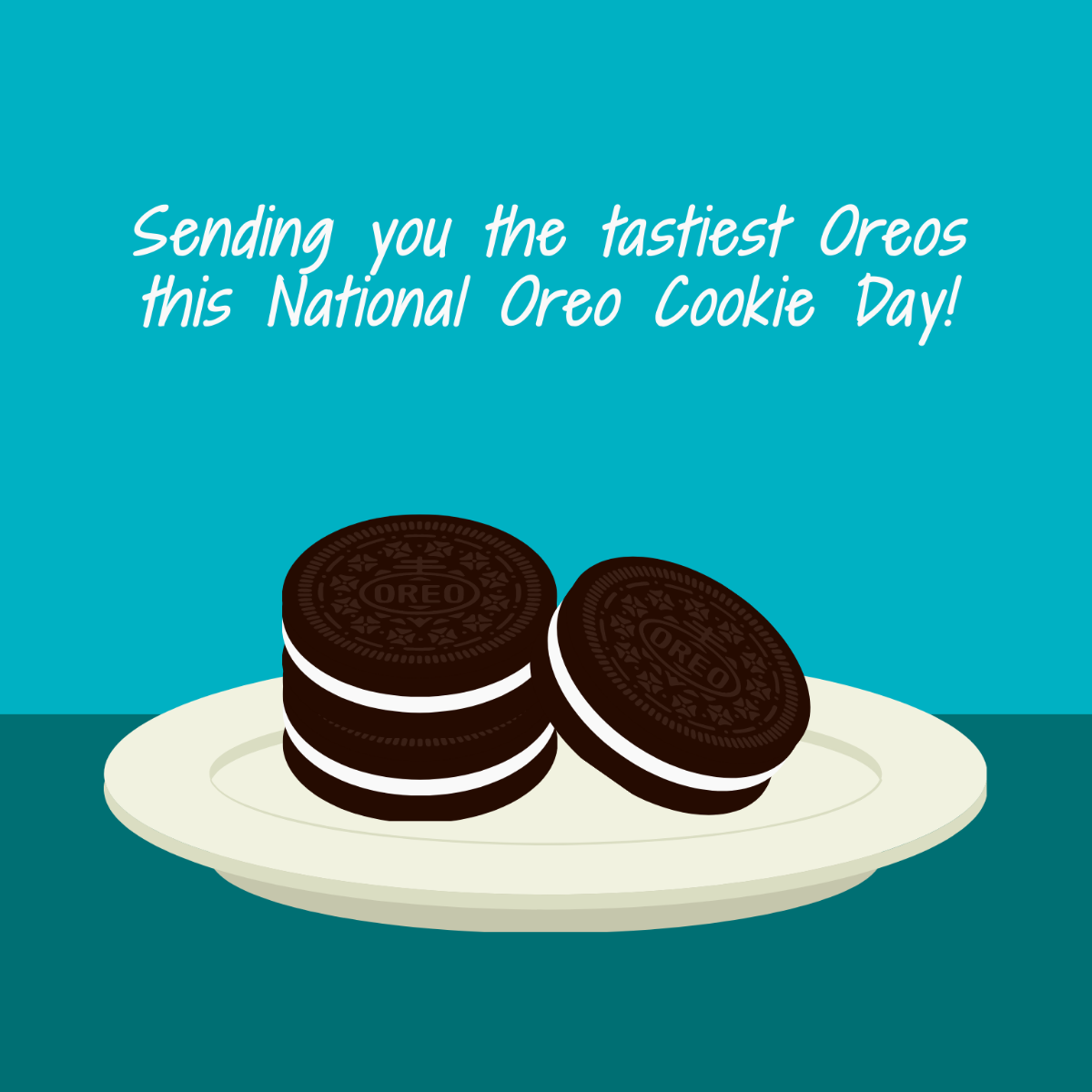 Free National Oreo Cookie Day Greeting Card Vector Template