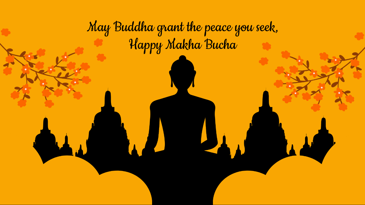 Makha Bucha Greeting Card Background Template