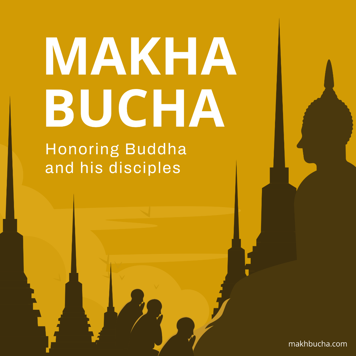 Makha Bucha Flyer Vector Template - Edit Online & Download