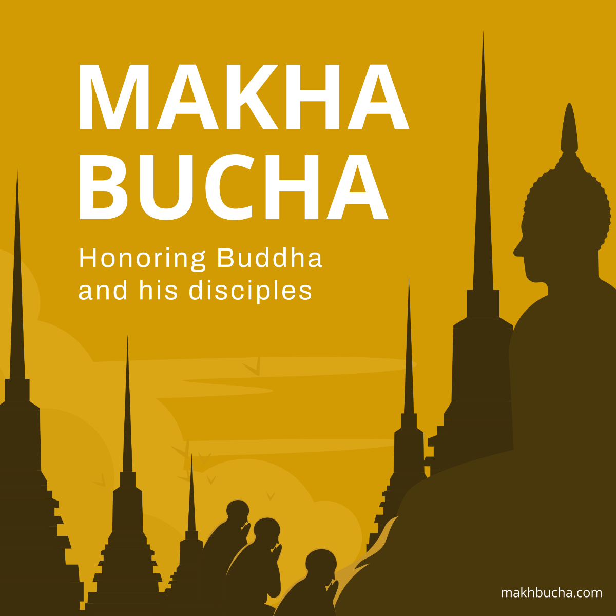 Makha Bucha Flyer Vector Template