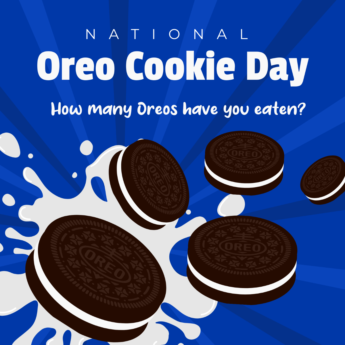 Free National Oreo Cookie Day Whatsapp Post Template