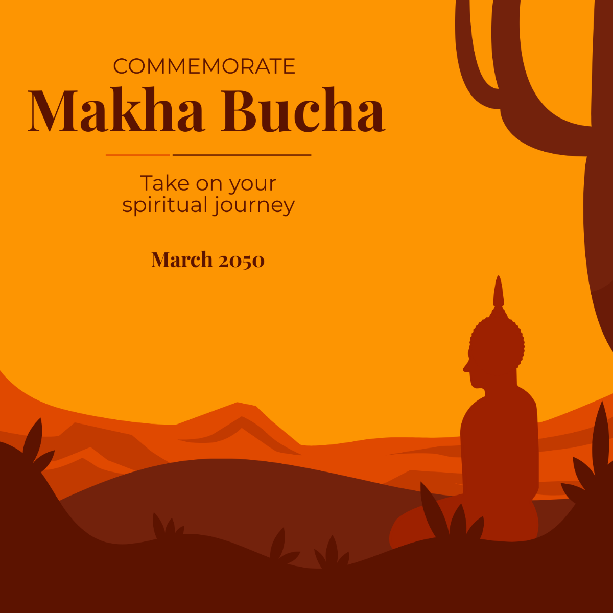 Makha Bucha Poster Vector Template