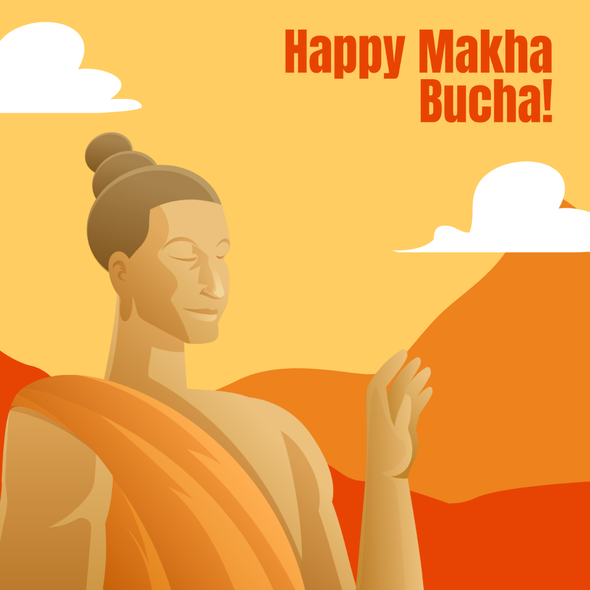 Happy Makha Bucha Illustration Template