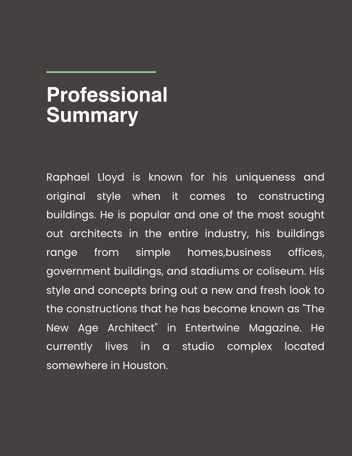 Free Professional Personal Profile Template to Edit Online