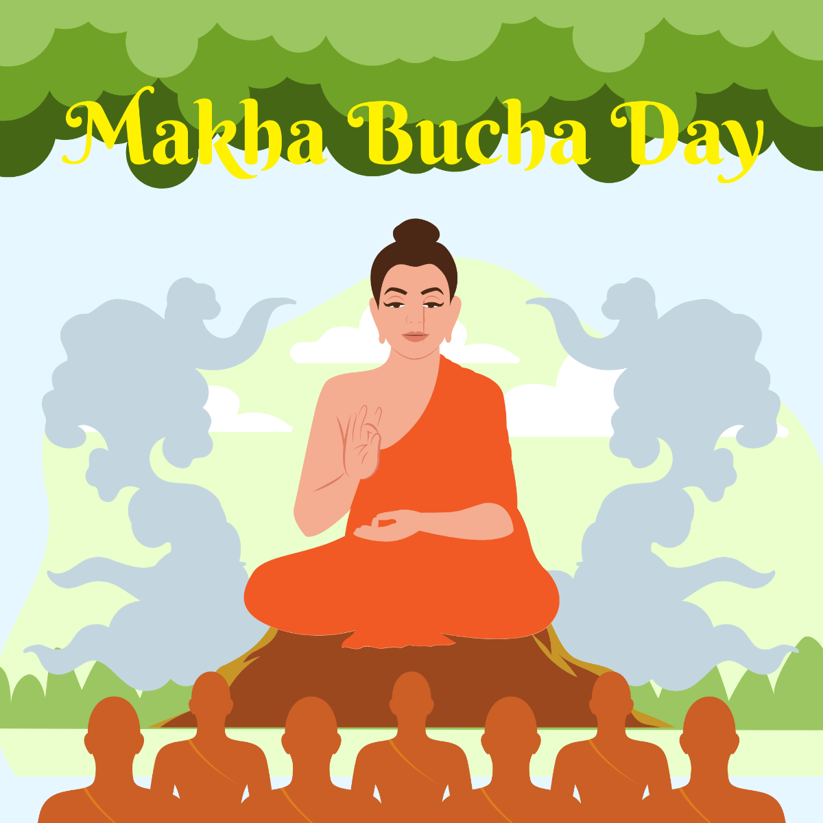 Makha Bucha Day Vector Template