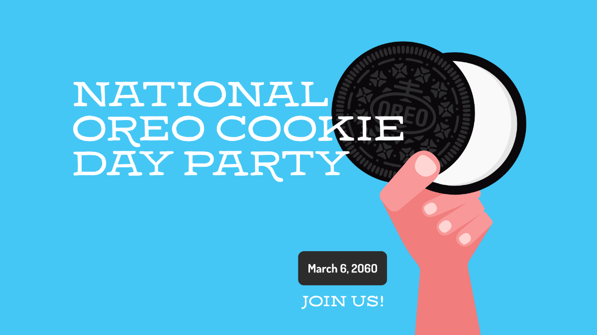 Free National Oreo Cookie Day Invitation Background Template