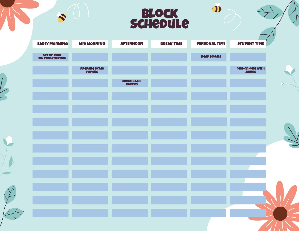 Free Spring Schedule Template to Edit Online