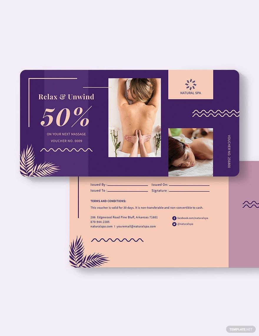 Sample Spa Voucher Template in Word, Illustrator, PSD, Apple Pages, Publisher