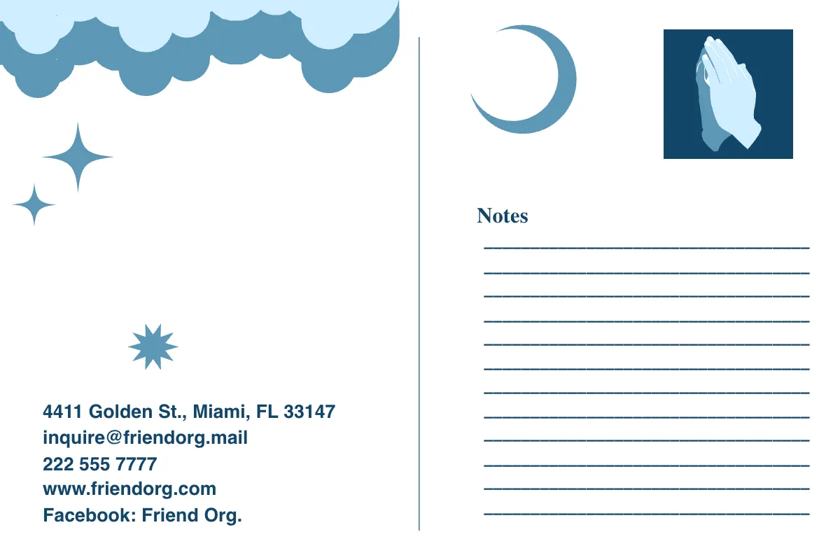 Free Prayer Post Card Template to Edit Online