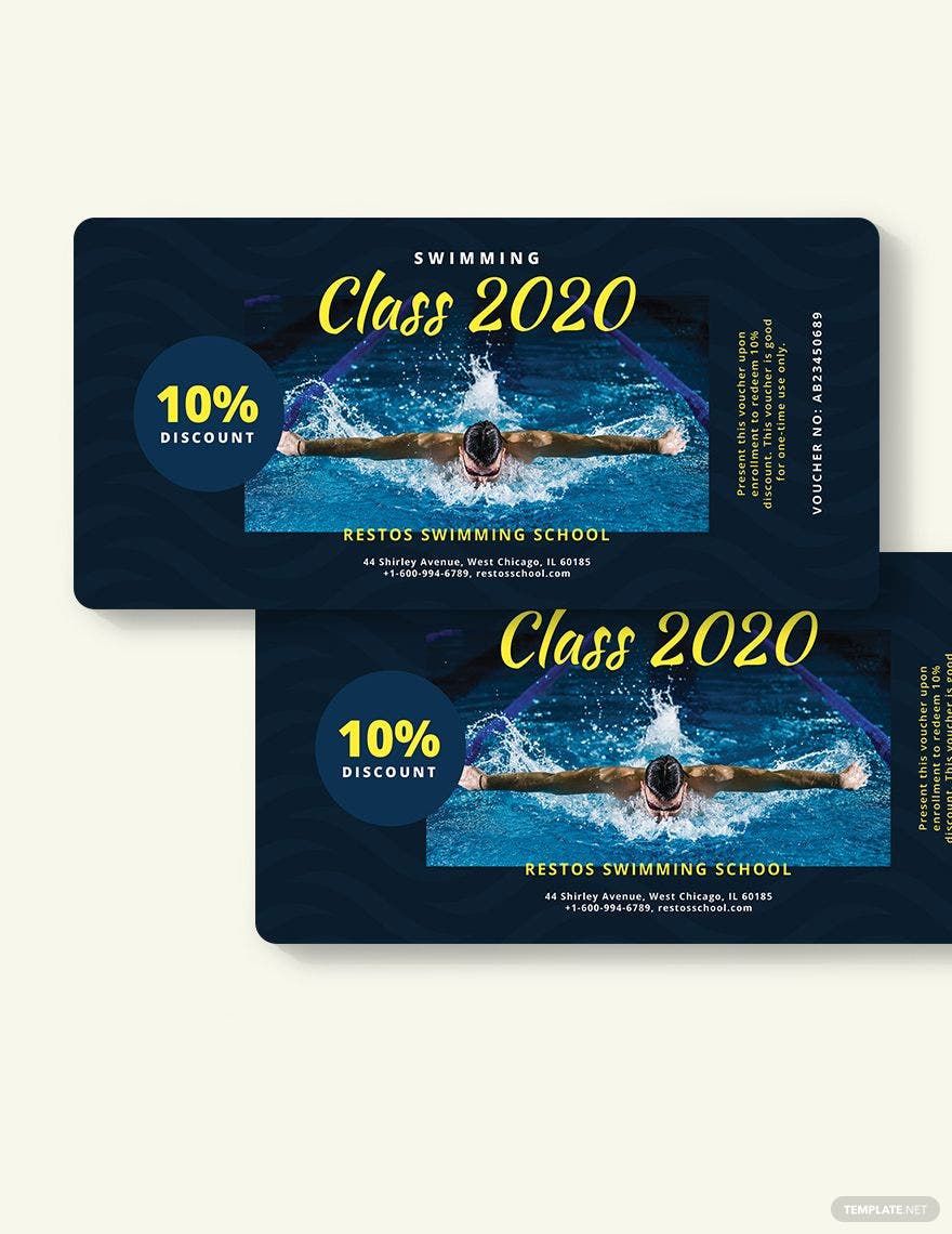 Free Swimming Class Voucher Template in Word, Illustrator, PSD, Apple Pages, Publisher