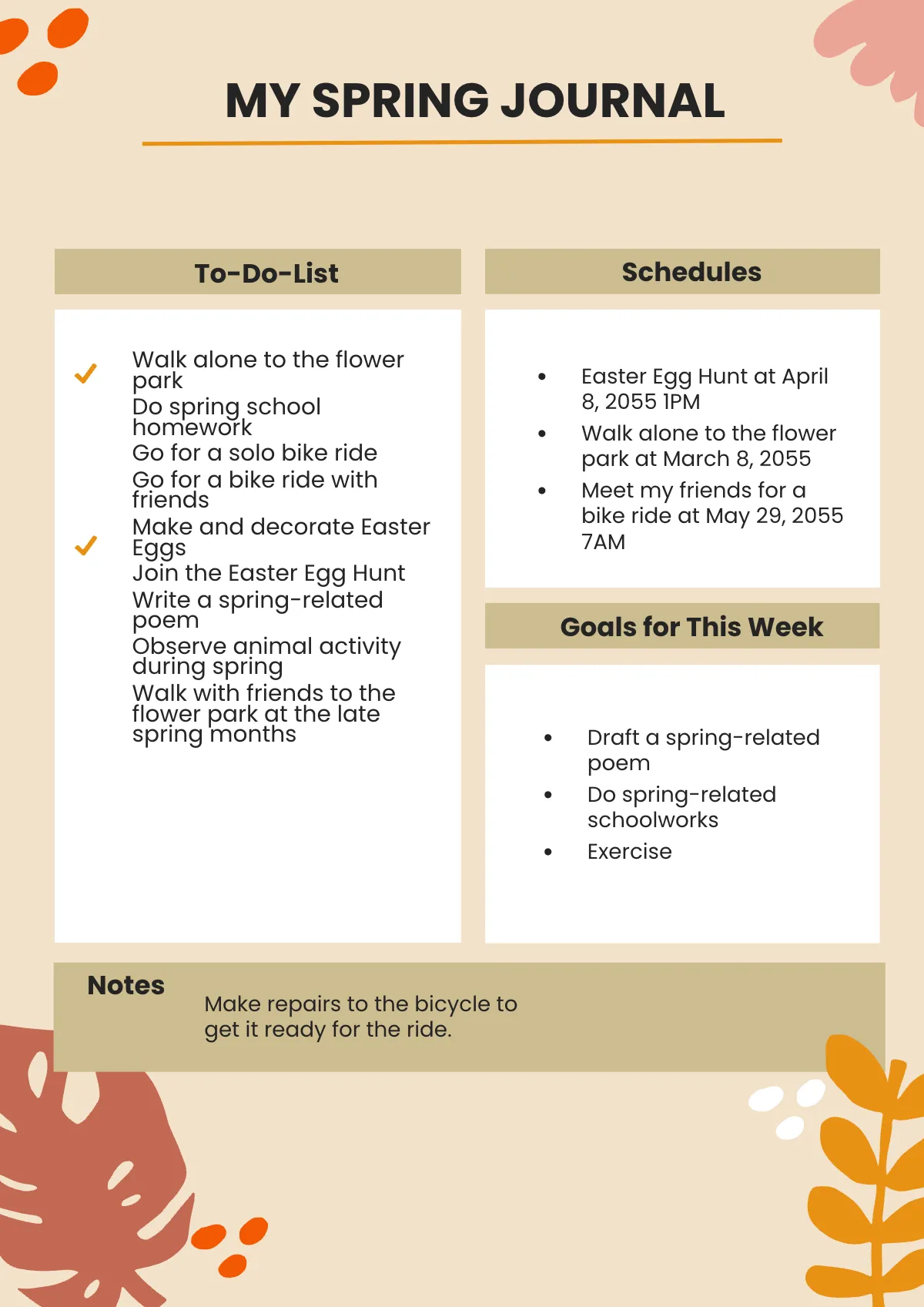 Free Spring Journal Template to Edit Online