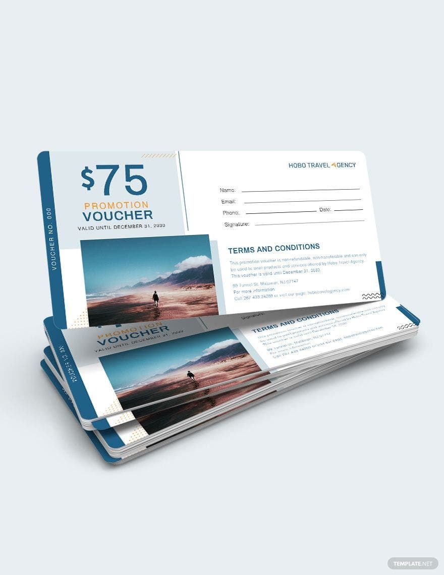 Travel Promotion Voucher Template in Word, Illustrator, PSD, Apple Pages, Publisher