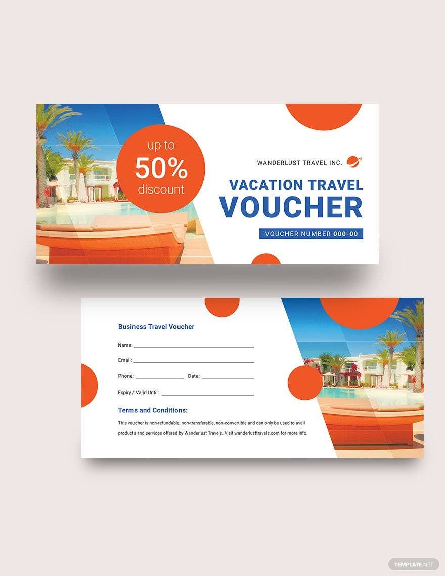 Vacation Travel Voucher Template in Word, Illustrator, PSD, Apple Pages, Publisher