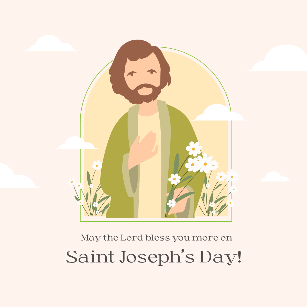 Saint Joseph's Day Wishes Vector Template