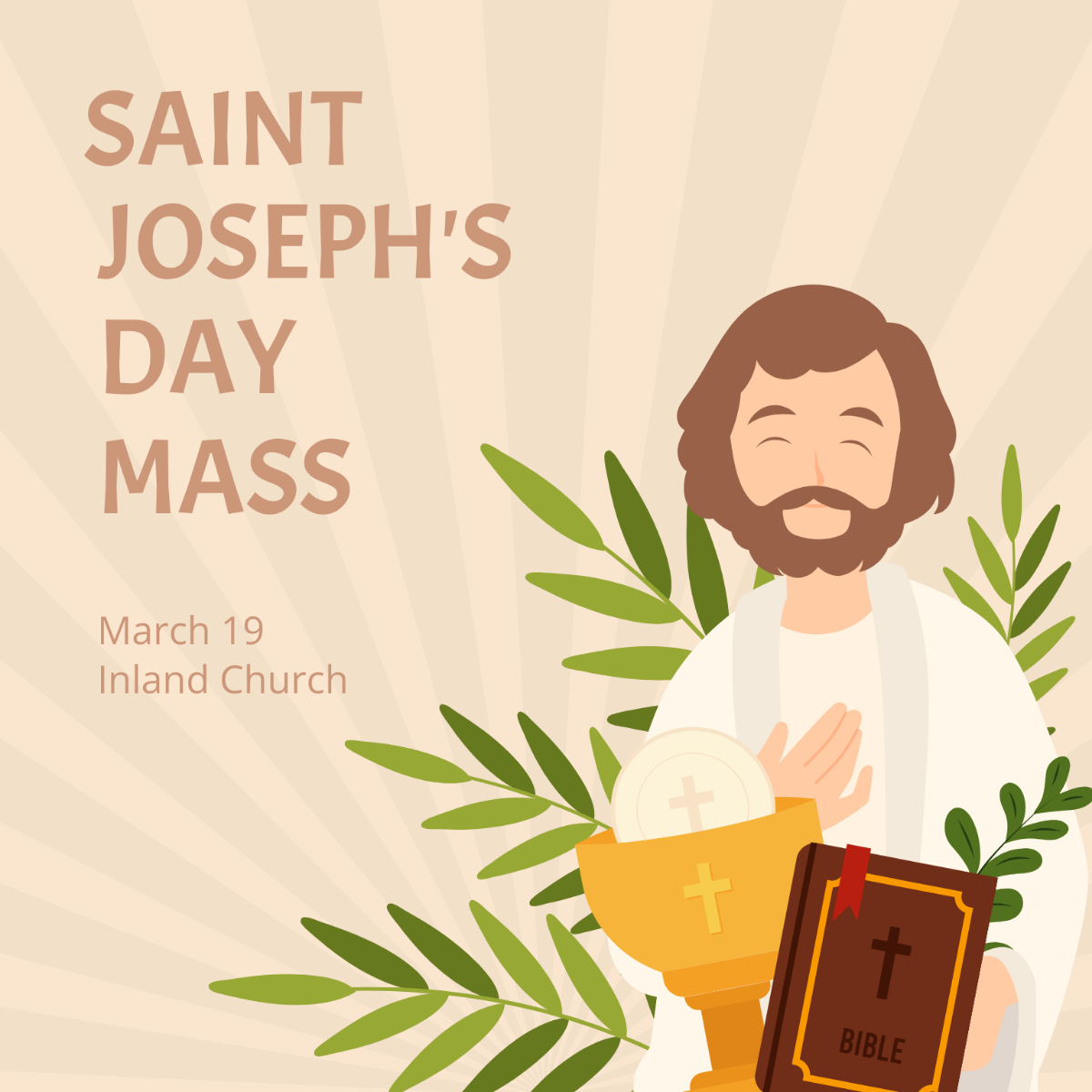 Saint Joseph's Day Poster Vector Template