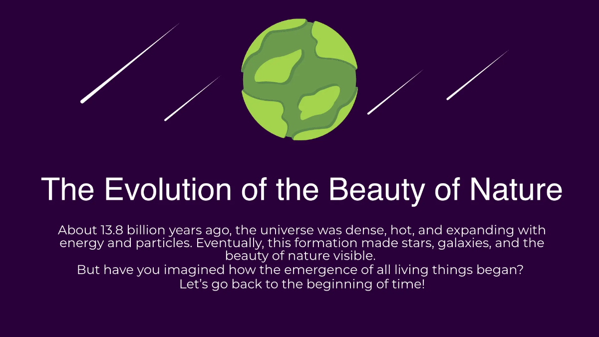 Free Nature Beauty and Evolution Presentation Template to Edit Online