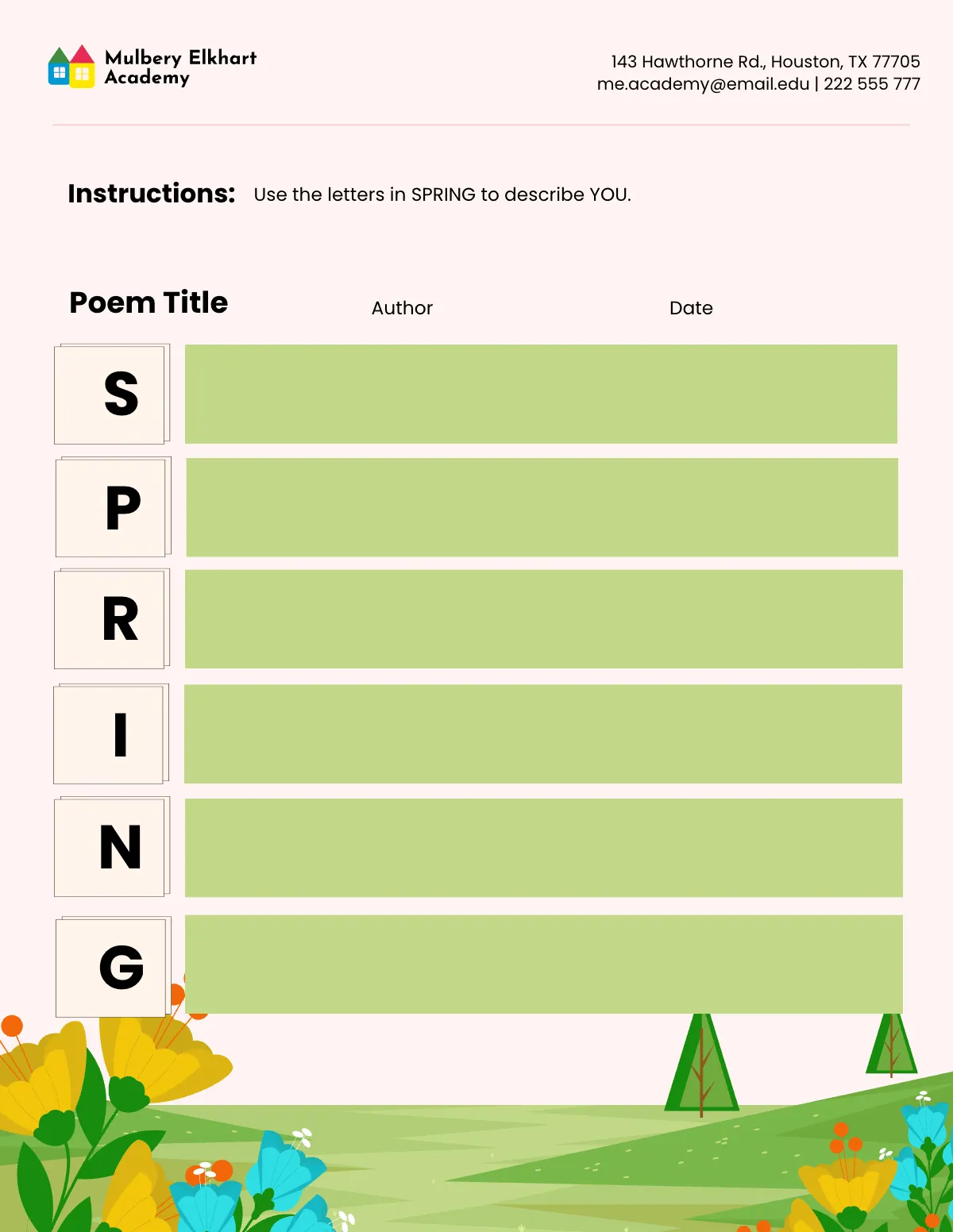 Free Spring Poetry Template to Edit Online