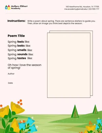 Free Spring Poetry Template to Edit Online