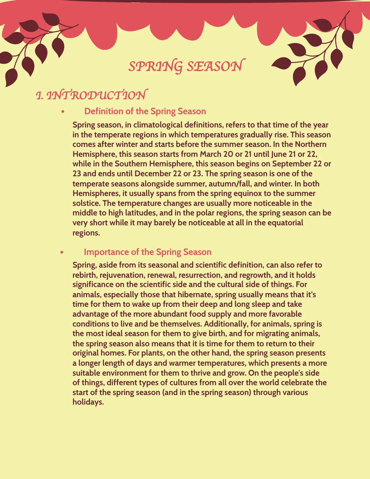 Free Spring Handout Template to Edit Online