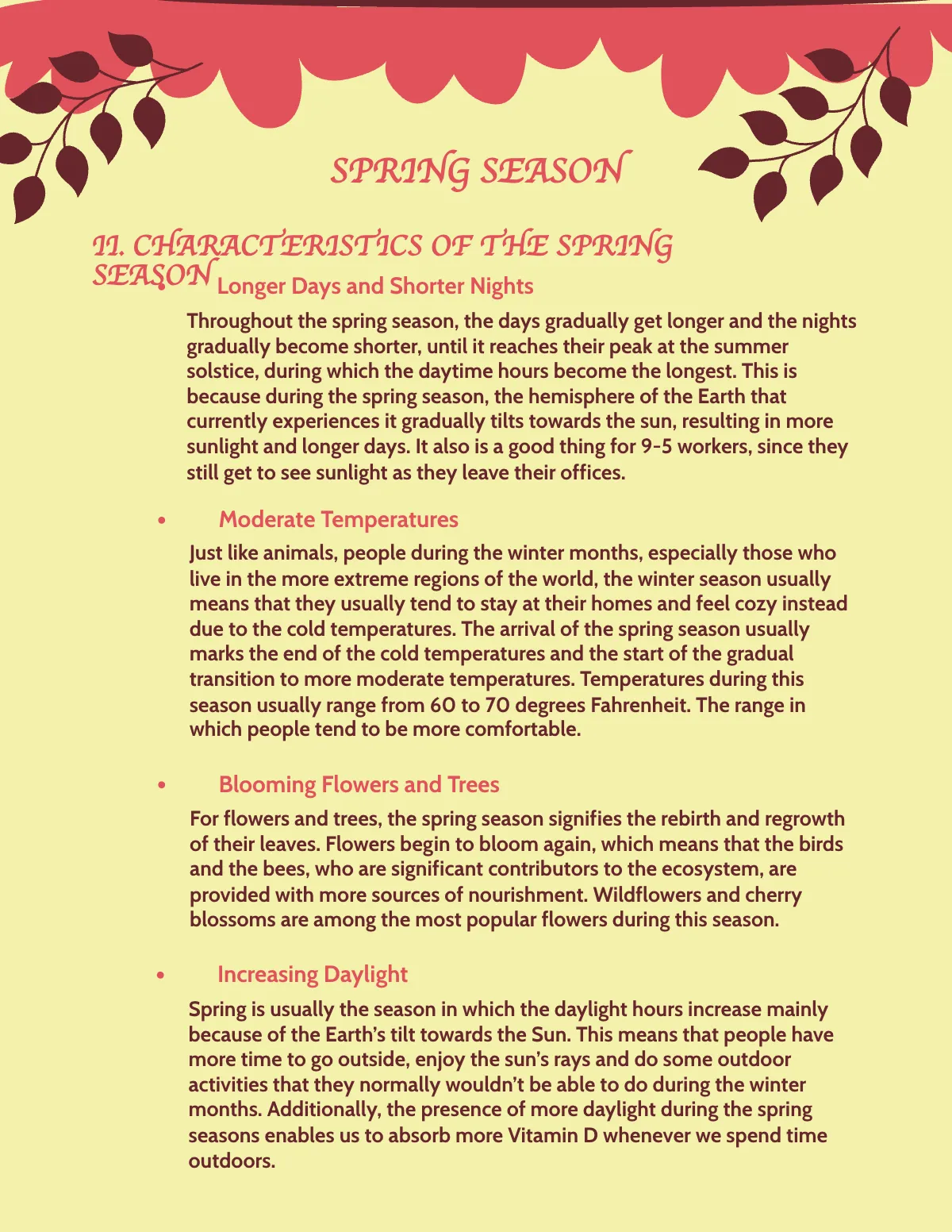 Free Spring Handout Template to Edit Online