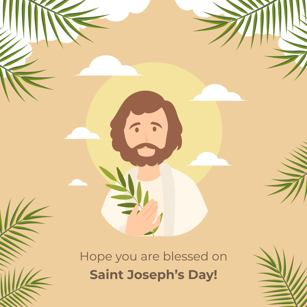 Saint Joseph's Day Greeting Card Vector Template