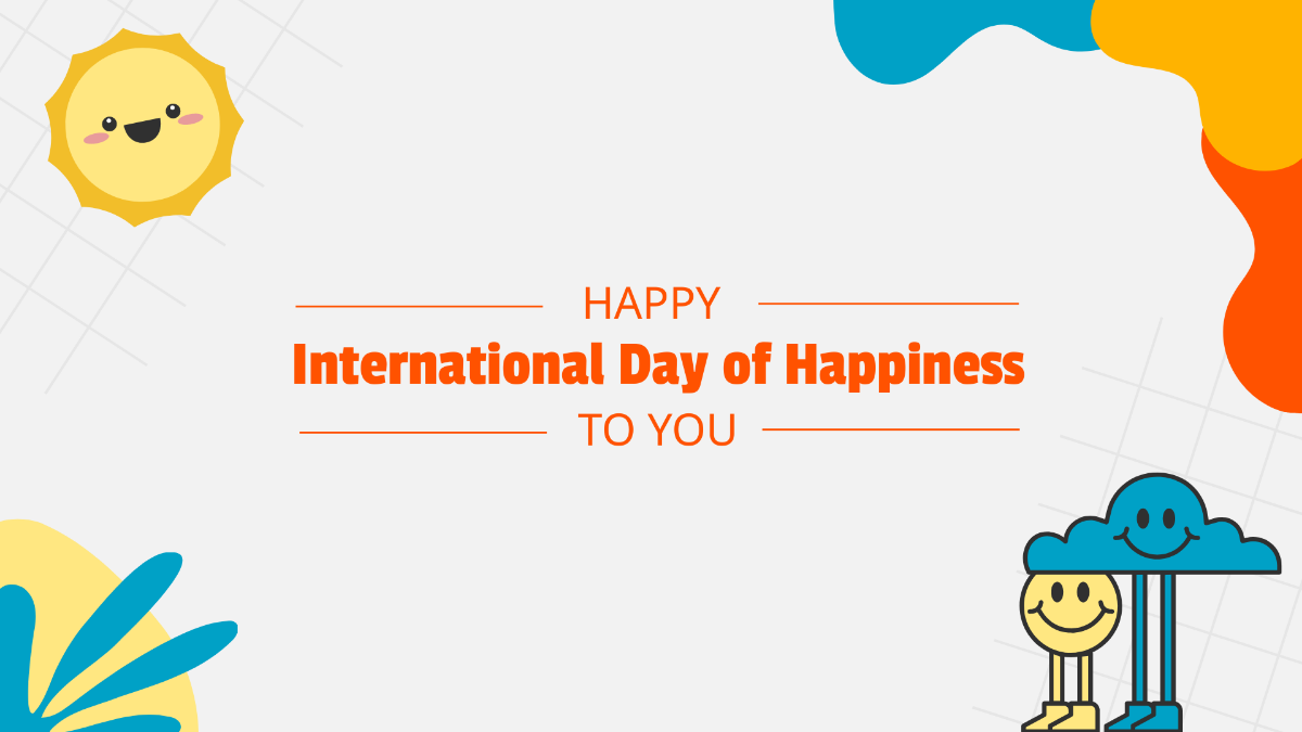 International Day of Happiness Greeting Card Background Template