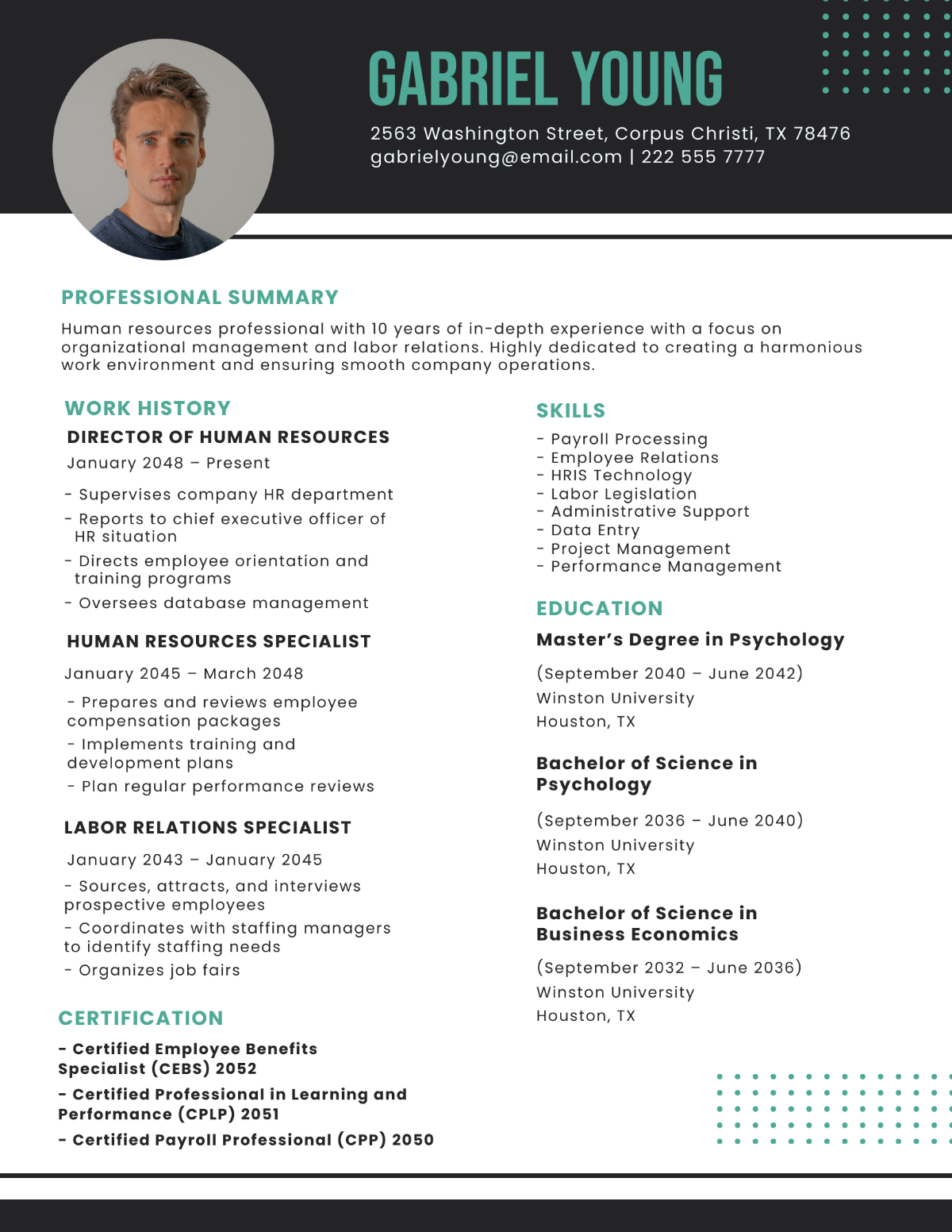 Professional Vice President of Human Resource Resume Template