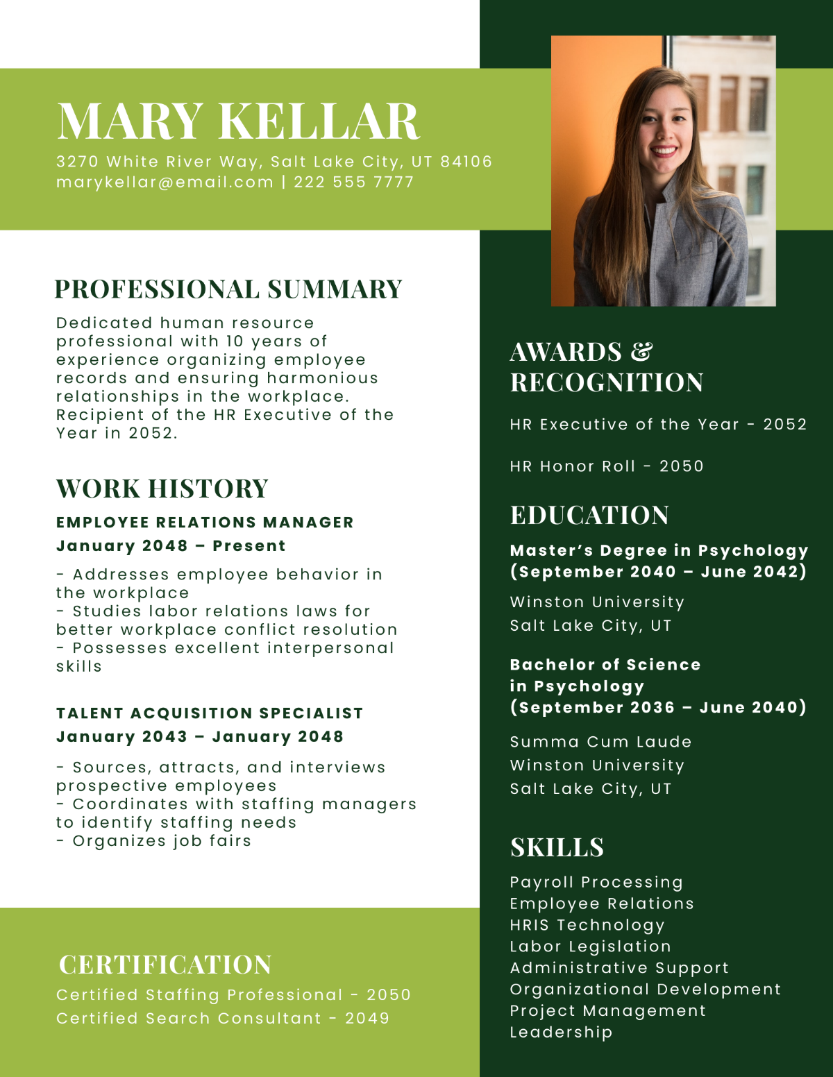 Standard Vice President of Human Resource Resume Template