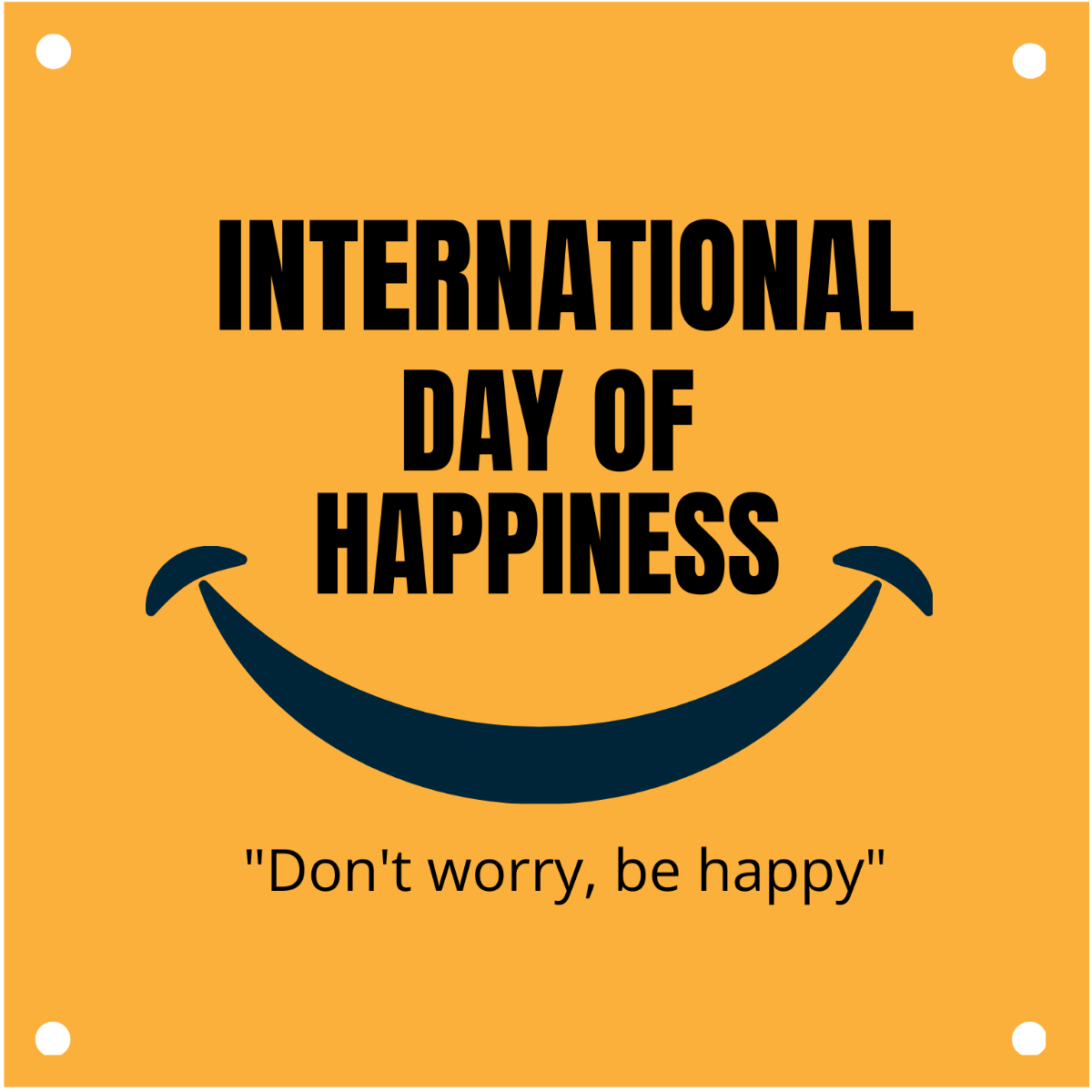 International Day of Happiness Quote Vector Template