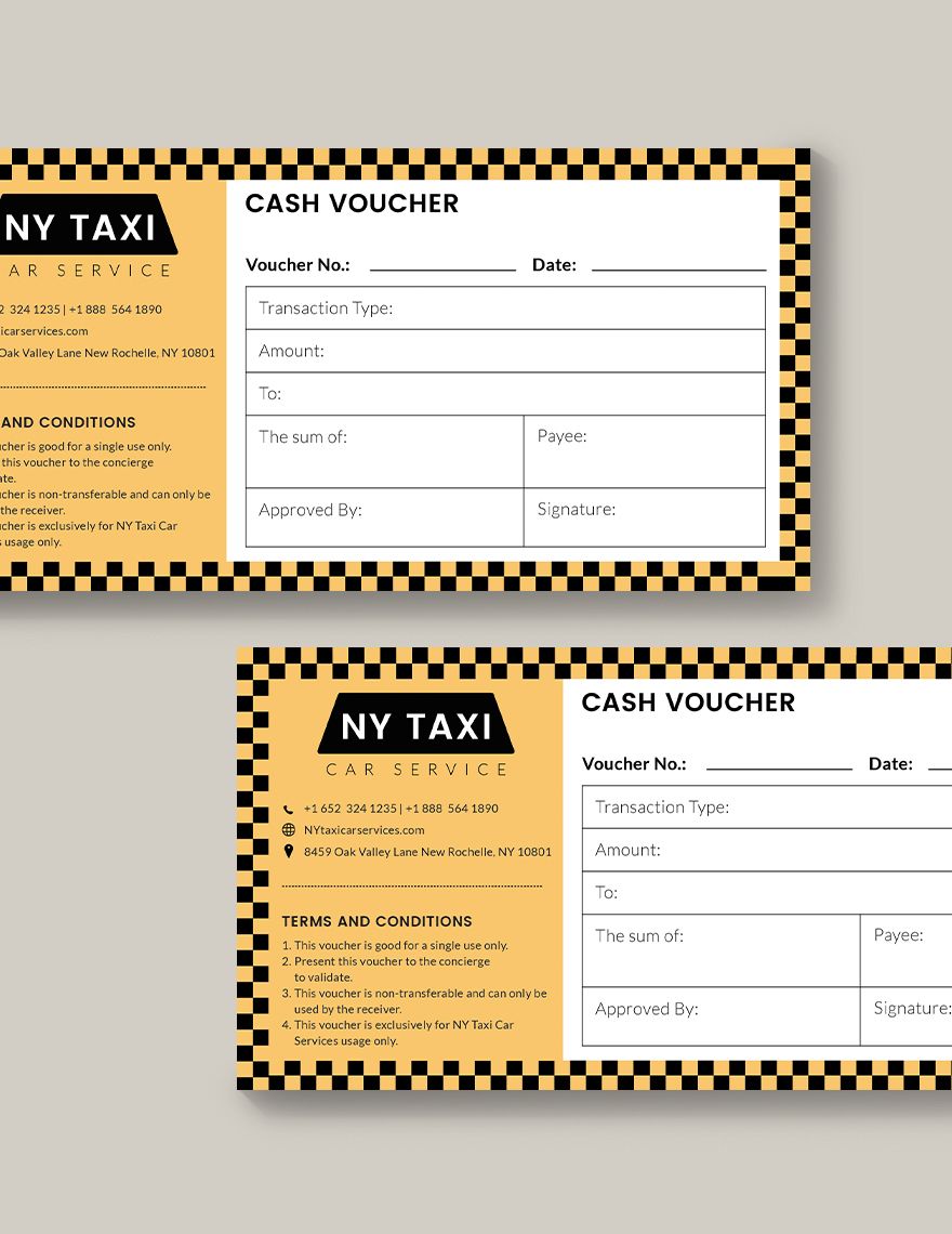 Taxi Cash Voucher Template