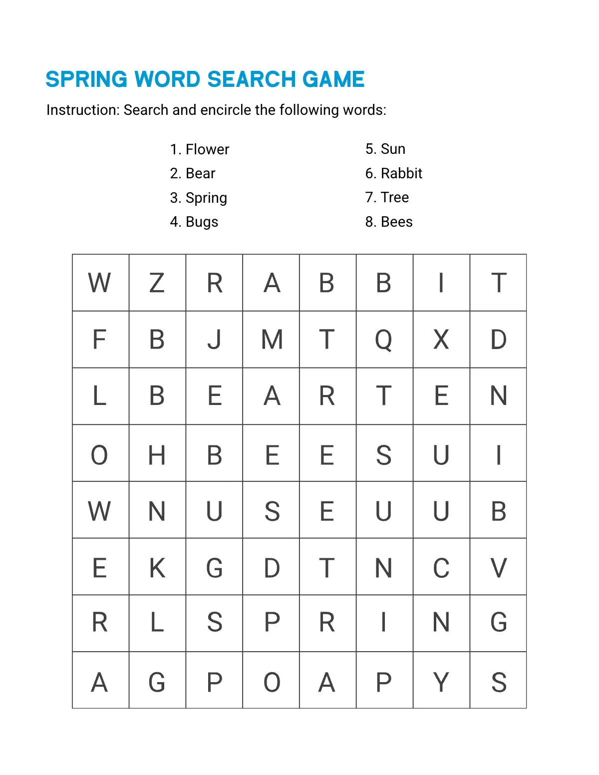 Free Spring Game Template to Edit Online