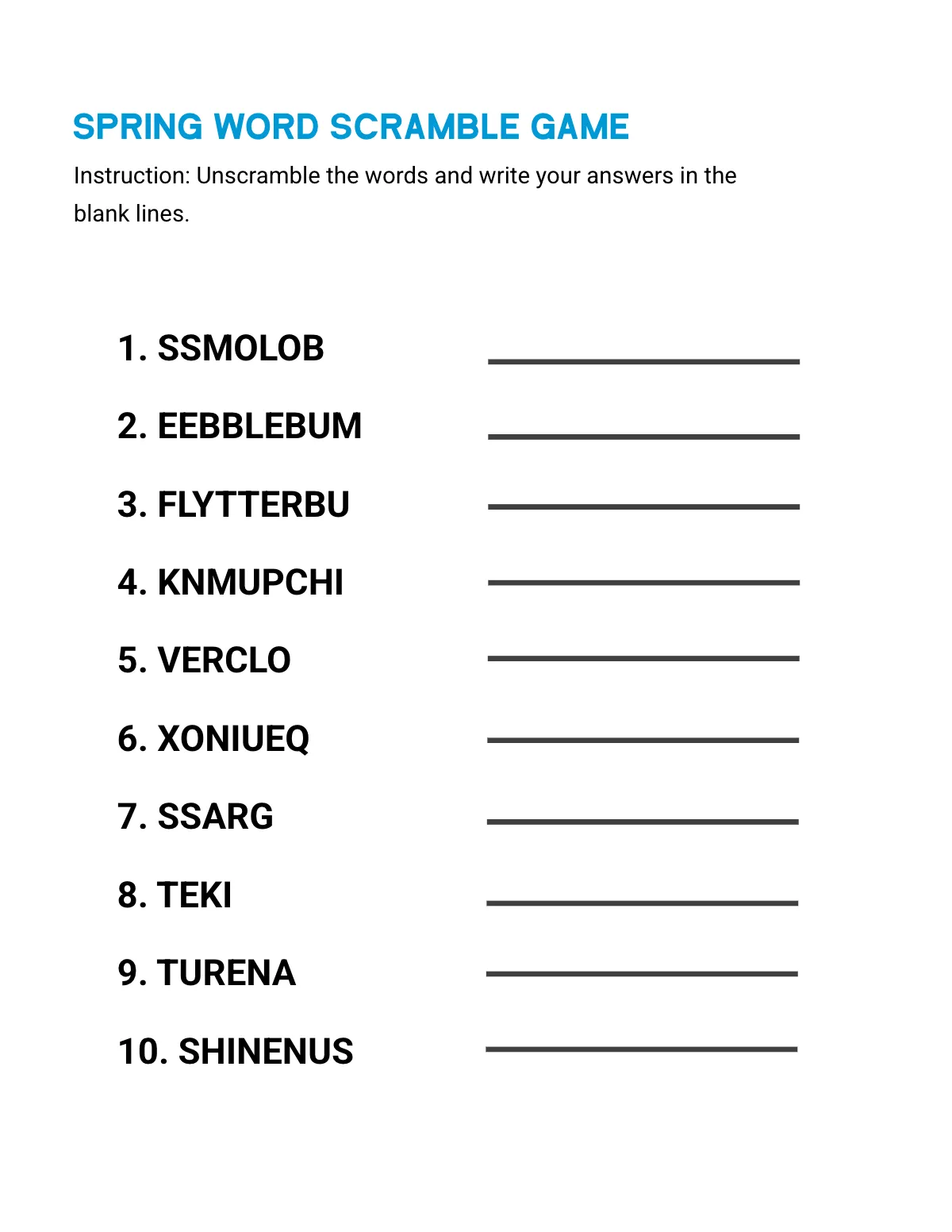 Free Spring Game Template to Edit Online