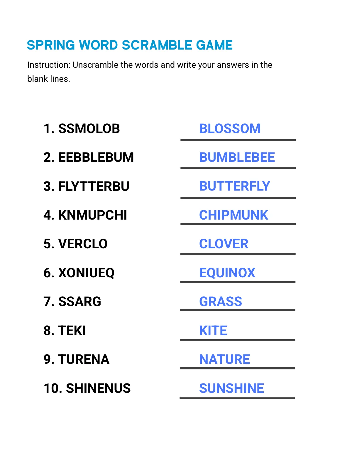 Free Spring Game Template to Edit Online