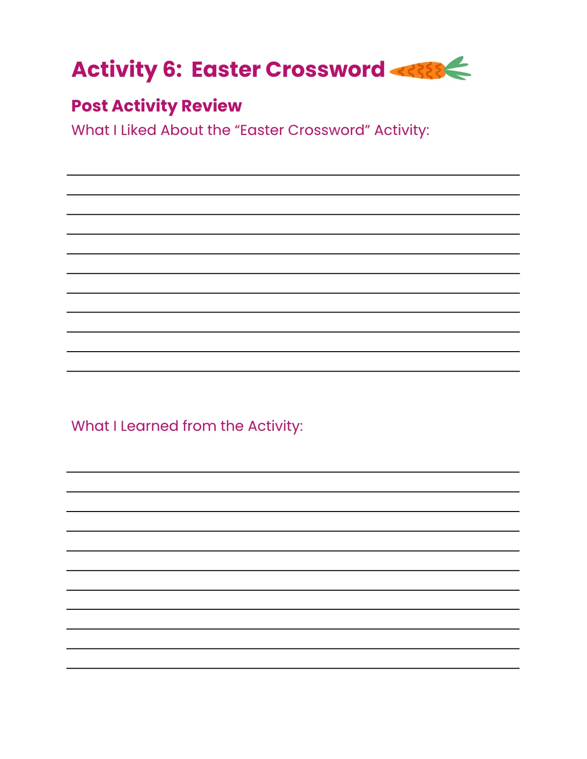 Free Easter Workbook Template to Edit Online