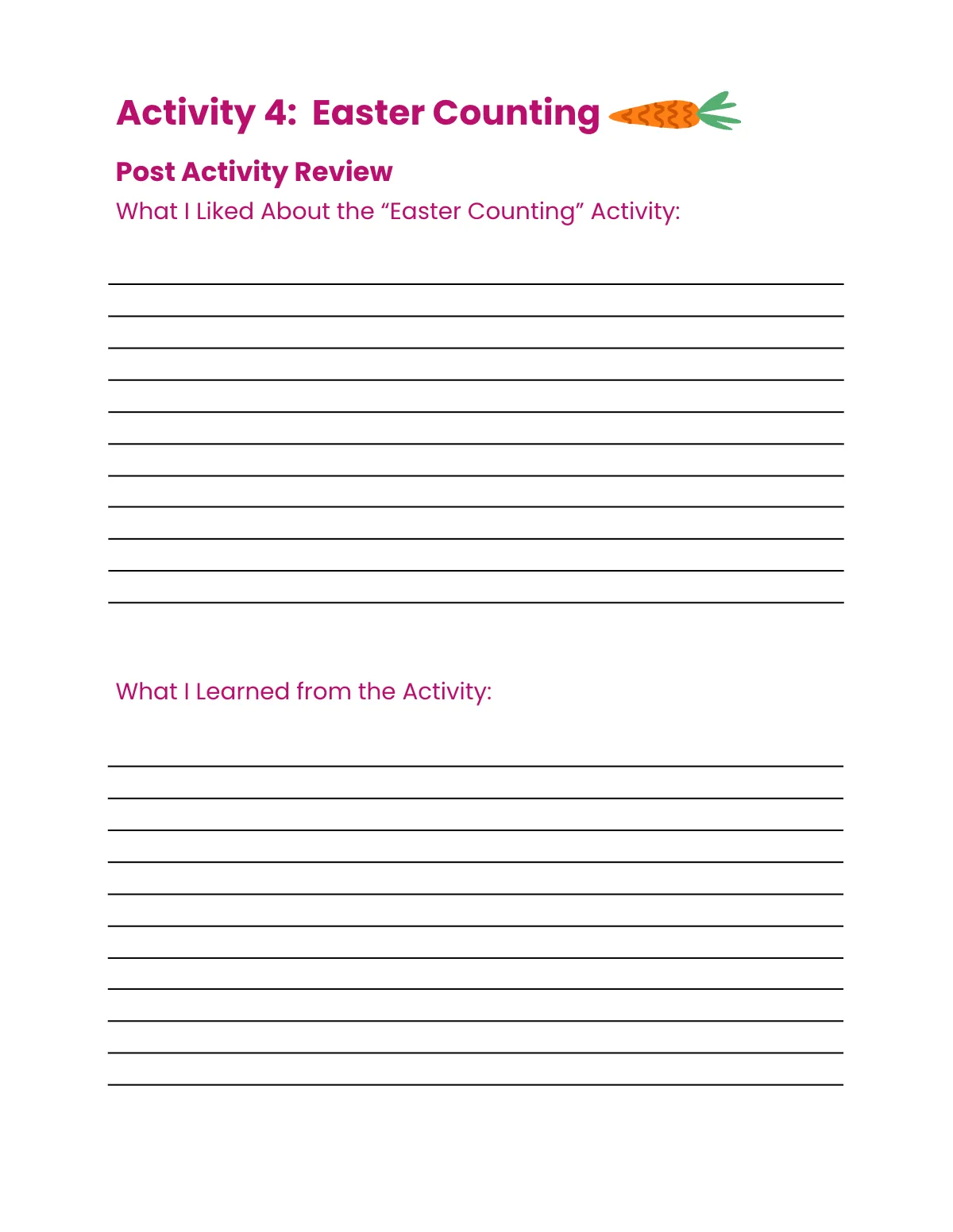 Free Easter Workbook Template to Edit Online