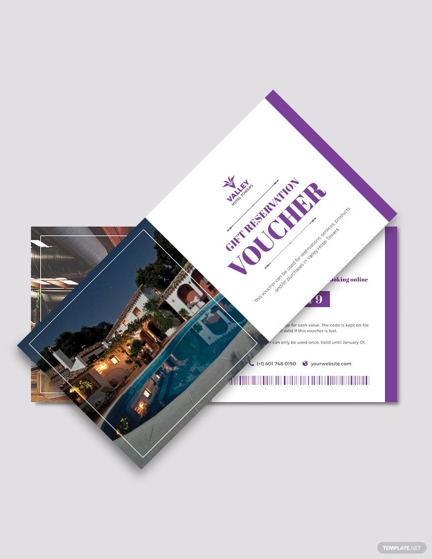 Hotel Reservation Voucher Template in Illustrator, PSD