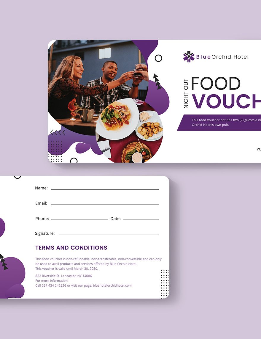 Night Out Food Voucher Template