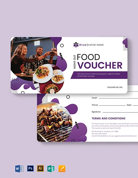 night out food voucher template
