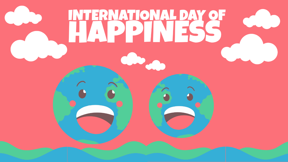 Free International Day of Happiness Cartoon Background Template