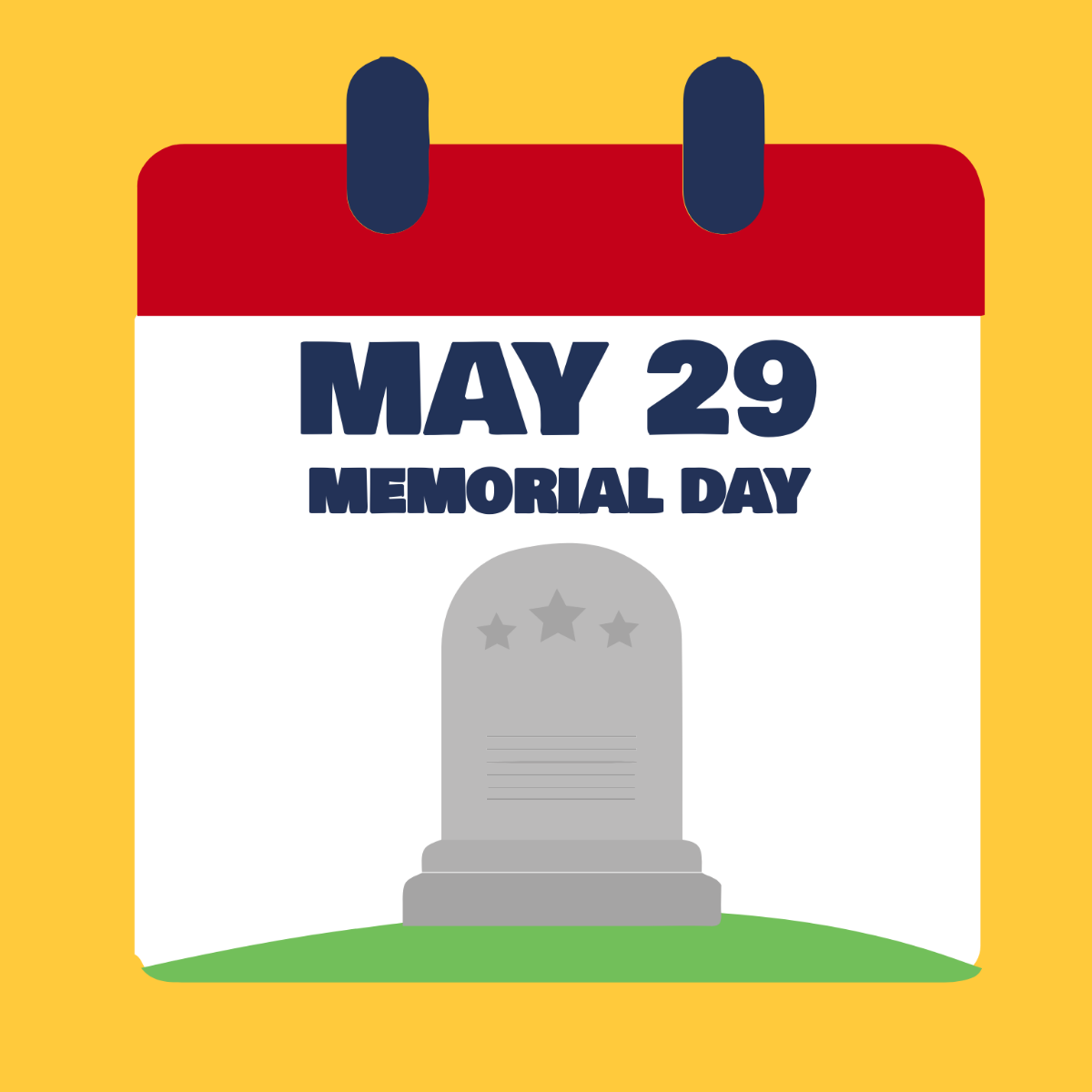 Memorial Day Calendar Vector Template
