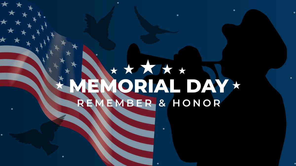 Memorial Day Blue Background Template