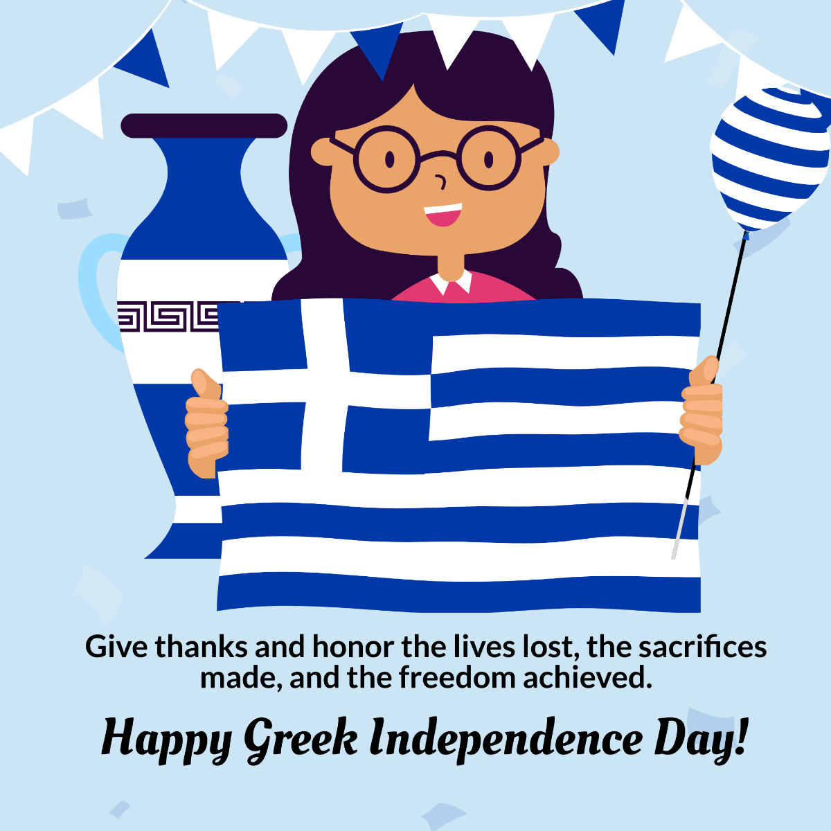Free Greek Independence Day Instagram Post Template