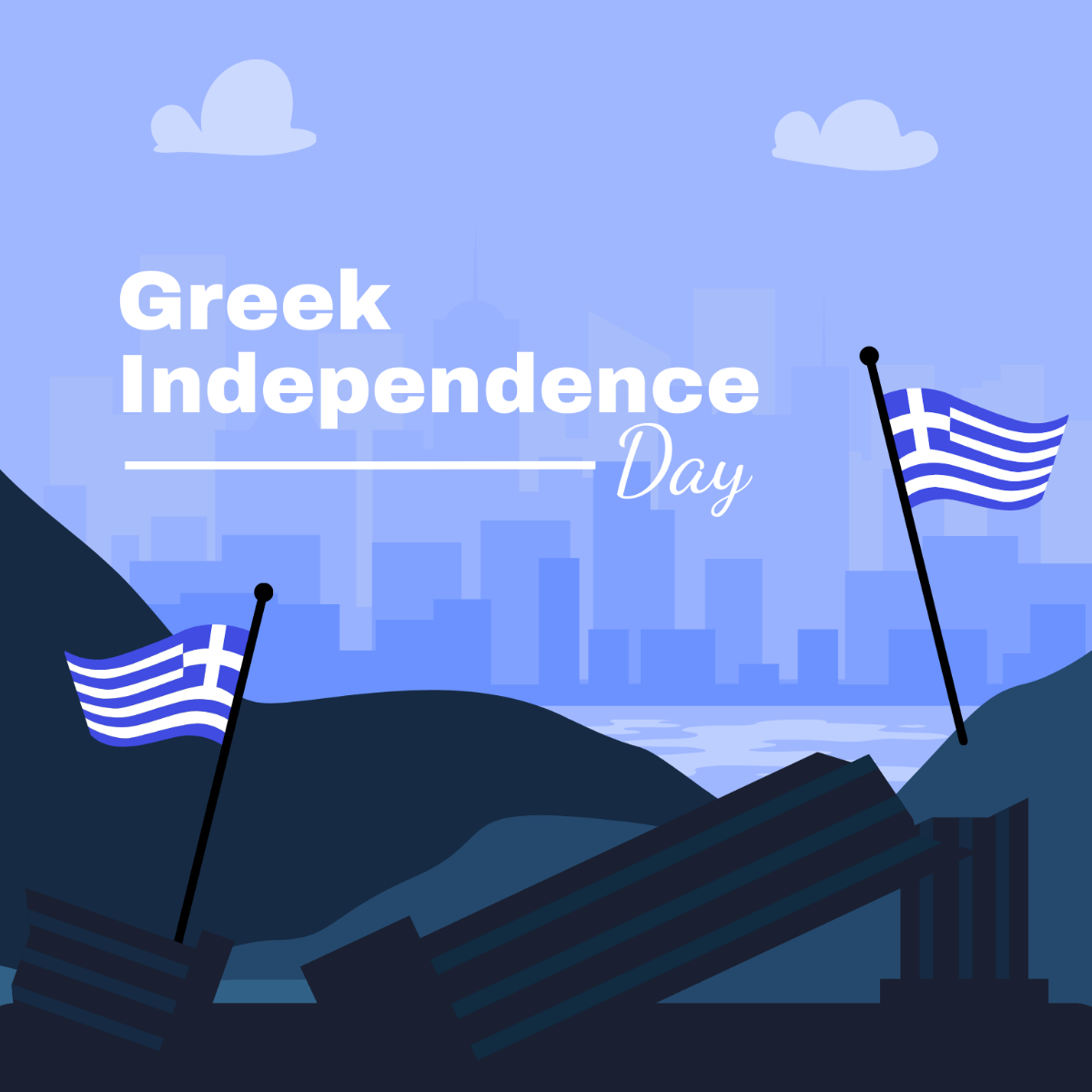Greek Independence Day Illustration Template