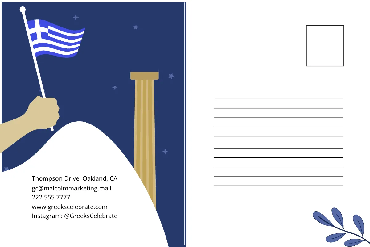 Free Greek Independence Day Postcard Template to Edit Online