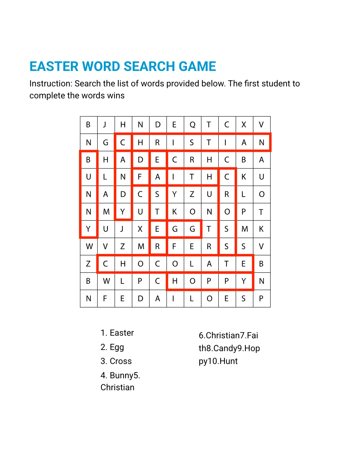 Free Easter Game Template to Edit Online